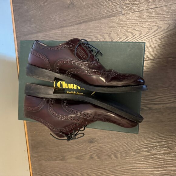 Church’s Polish Binder Burgundy Brogues Size 37 Preowned Leather Dress Shoes - Picture 5 of 16